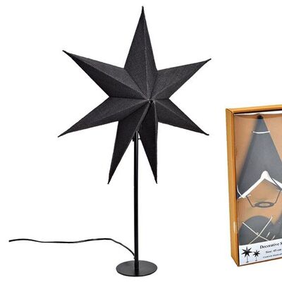 Lámpara de pie estrella luminosa 7 puntas 45cm de papel/cartón, yute, metal negro (An/Al/Pr) 45x66x15cm