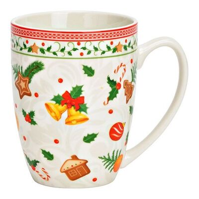 Tazza con decorazioni natalizie in porcellana colorata (L/A/P) 12x10x8 cm 300 ml