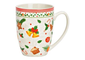 Mug décor de Noël en porcelaine coloré (L/H/P) 12x10x8cm 300ml