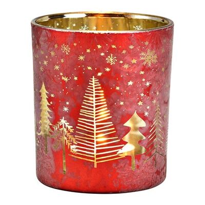 Linterna decorativa para árbol de Navidad de cristal rojo, dorado (an/al/pr) 9x10x9cm