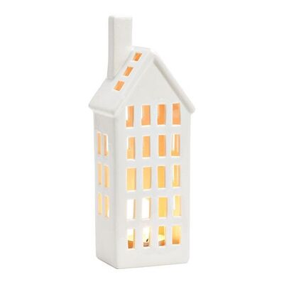Lichthaus aus Porzellan, Weiß, (B/H/T) 8x22x6 cm