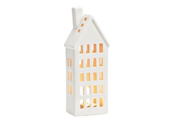 Maison lanterne en porcelaine blanche (L/H/P) 10x26x7cm