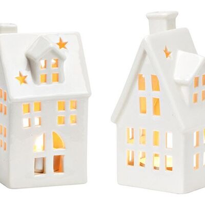 Farol de porcelana, blanco, doble, (an/al/pr) 7x14x5 cm