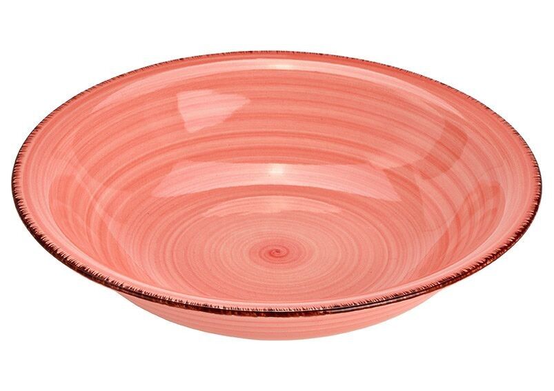 Stoneware bowl pink/rose (W/H/D) 24x4x21cm