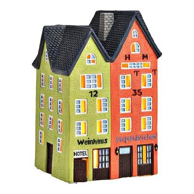 Casa luminosa, casa vinicola, casa impilabile, Colonia, in porcellana colorata (L/A/P) 11x18x11 cm