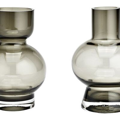 Vase aus Glas Grau 2-fach, (B/H/T) 11x16x11cm