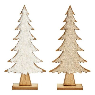 Albero di Natale in legno, tessuto bianco, marrone 2 volte, (L/A/P) 15x31x5 cm