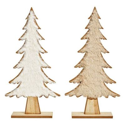 Albero di Natale in legno bianco, 2 volte, (L/A/P) 20x41x5 cm