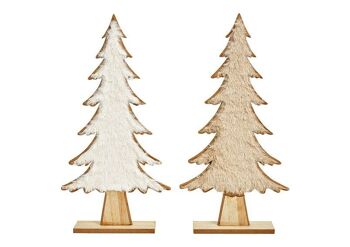 Sapin de Noël en bois blanc, 2 volets, (L/H/P) 20x41x5cm