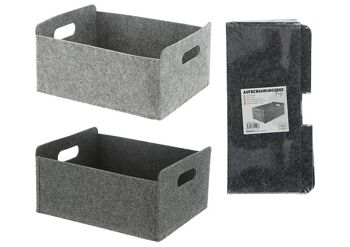 Boîte de rangement en feutre gris, 2 compartiments, (L/H/P) 31x15x25cm
