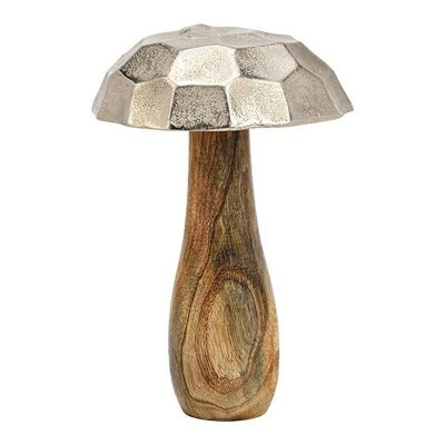 Seta de madera de mango, metal plateado (An/Al/Pr) 13x20x13cm