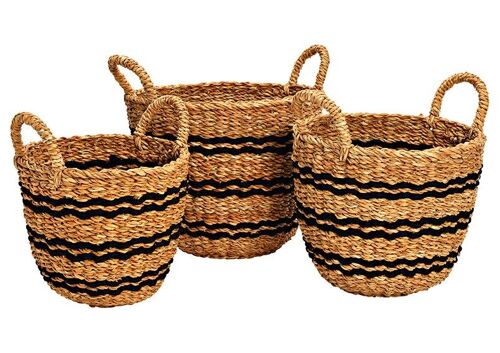 Korb Set 3er aus Seegras, Jute aus Naturmaterial Natur 3er Set, (B/H/T) 35x28x35cm 30x26x30cm 27x24x27cm