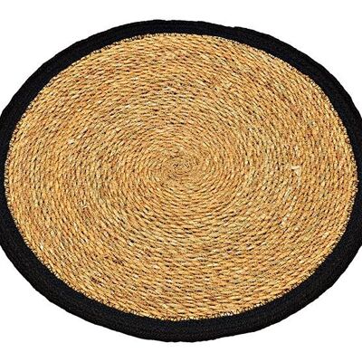 Tischset aus Seegras, Jute aus Naturmaterial Natur, schwarz Ø38cm