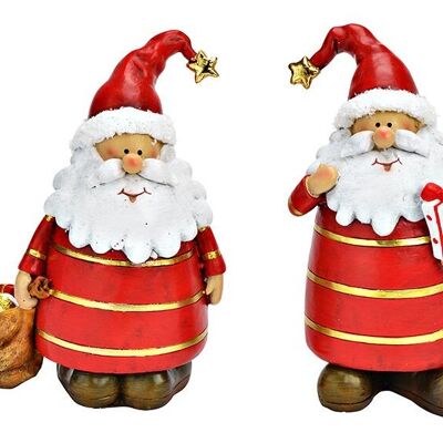 Babbo Natale in poliestere rosso 2 volte, (L/A/P) 11x15x7 cm