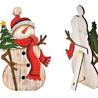 Aufsteller Schneemann aus Holz Bunt (B/H/T) 32x46x10cm