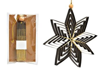 Cintre de Noël étoile 3D en papier/carton, noir (L/H/P) 20x20x1cm