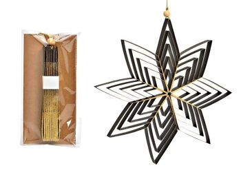 Cintre de Noël étoile 3D en papier/carton, noir (L/H/P) 30x30x2cm
