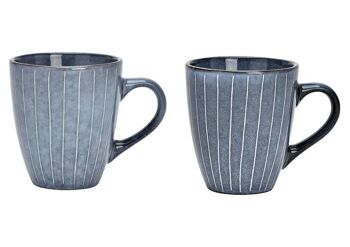 Mug en grès bleu, 2 plis, (L/H/P) 13x10x9cm 380ml