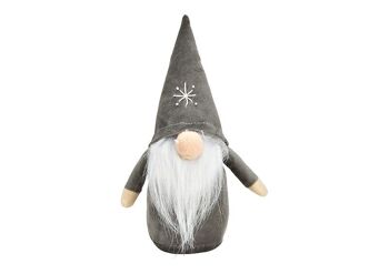 Gnome en textile gris (L/H/P) 12x21x7cm
