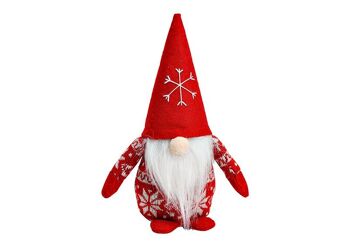 Gnome en textile rouge (L/H/P) 12x20x9cm