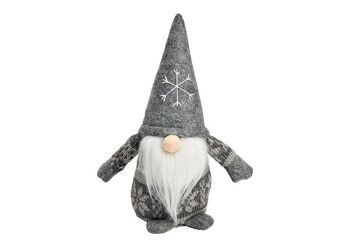 Gnome en textile gris (L/H/P) 12x20x9cm