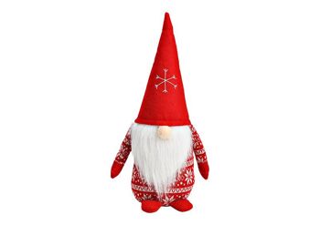 Gnome en textile rouge (L/H/P) 20x40x16cm