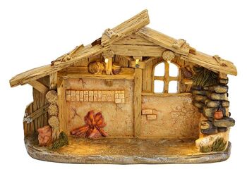 Crèche de Noël en poly beige (L/H/P) 40x25x10cm