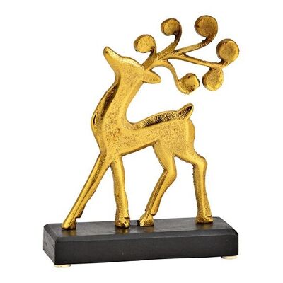 Supporto per cervo su base in legno di mango in metallo oro, nero (L/A/P) 15x19x5 cm