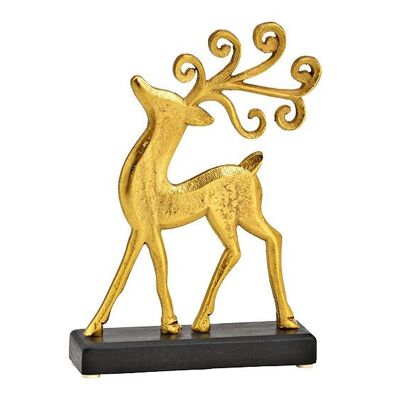 Supporto per cervo su base in legno di mango in metallo oro, nero (L/A/P) 18x25x5 cm