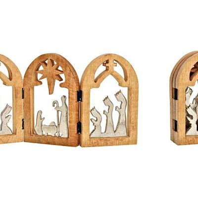 Supporto per presepe in finestra pieghevole in legno di mango, metallo argentato (L/A/P) 49x25x2 cm