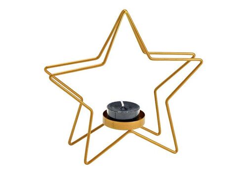 Teelichthalter Stern aus Metall Gold (B/H/T) 18x17x6cm