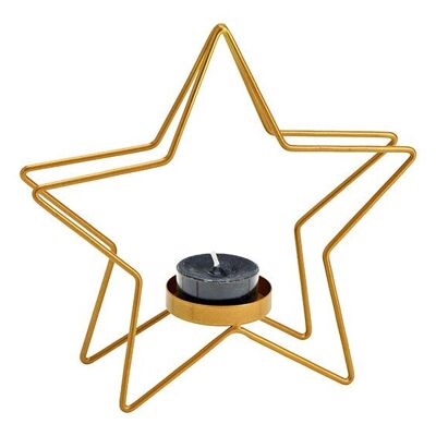 Portavelas estrella de metal dorado (An/Al/Pr) 18x17x6cm
