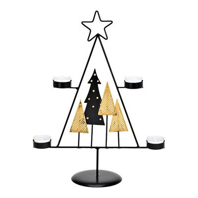 Composizione dell'Avvento Albero di Natale in metallo, nero (L/A/P) 30x38x12 cm
