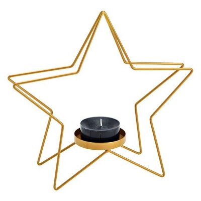 Portavelas estrella de metal dorado (An/Al/Pr) 23x22x8cm