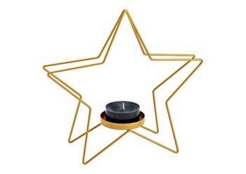 Bougeoir étoile en métal doré (L/H/P) 23x22x8cm