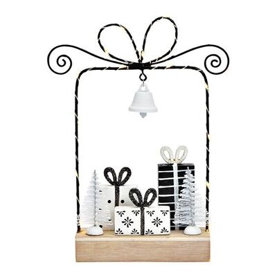 Espositore regalo con LED, realizzato in legno nero (L/A/P) 16x22x4 cm