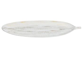Feuille de bol décorative en bois blanc, or (L/H/P) 60x3x21cm