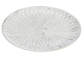 Assiette décorative tournesol en bois blanc, or (L/H/P) 40x3,5x40cm