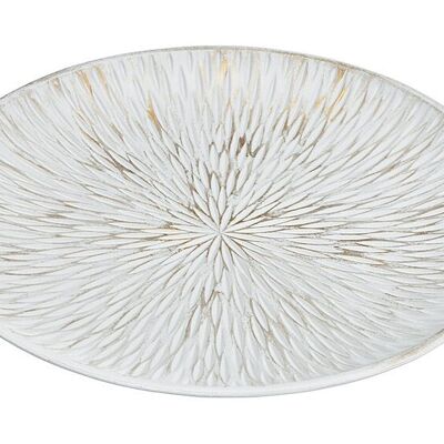 Piatto decorativo Margherita in legno bianco, oro (L/A/P) 40x3,5x40 cm