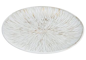 Assiette décorative Daisy en bois blanc, or (L/H/P) 40x3,5x40cm