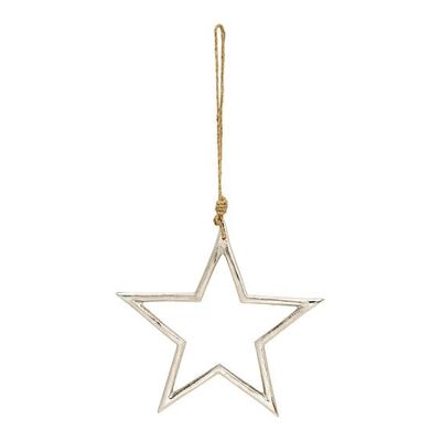 Estrella colgante de metal plateado (An/Al/Pr) 25x25cm