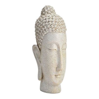 Testa di Buddha in poliestere bianco (L/A/P) 16x33x12 cm