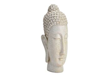 Tête de Bouddha en poly blanc (L/H/P) 16x33x12cm