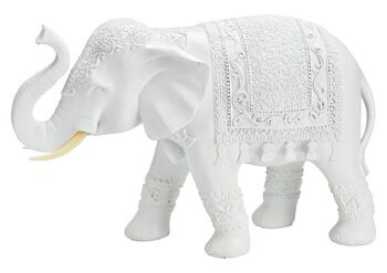 Éléphant en poly blanc (L/H/P) 33x21x13cm