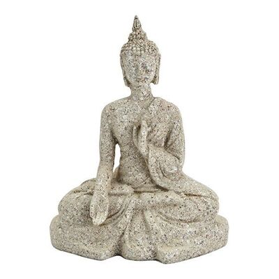 Buddha in poliestere grigio (L/A/P) 12x15x7 cm