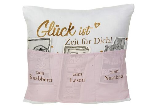 Kissen, Sofahelden, Glück ist Zeit für Dich, aus Textil Pink/Rosa (B/H/T) 40x40x8cm