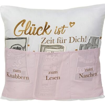 Kissen, Sofahelden, Glück ist Zeit für Dich, aus Textil Pink/Rosa (B/H/T) 40x40x8cm