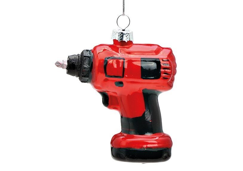 Trapano appendiabiti natalizio in vetro, rosso (L/A/P) 8x9x4 cm