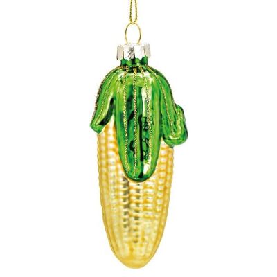 Cintre de Noël épi de maïs en verre, or/vert (L/H/P) 4x10x4cm