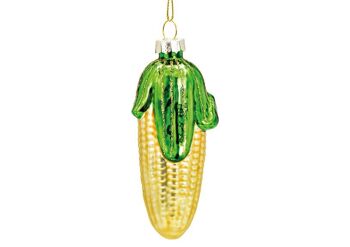 Cintre de Noël épi de maïs en verre, or/vert (L/H/P) 4x10x4cm